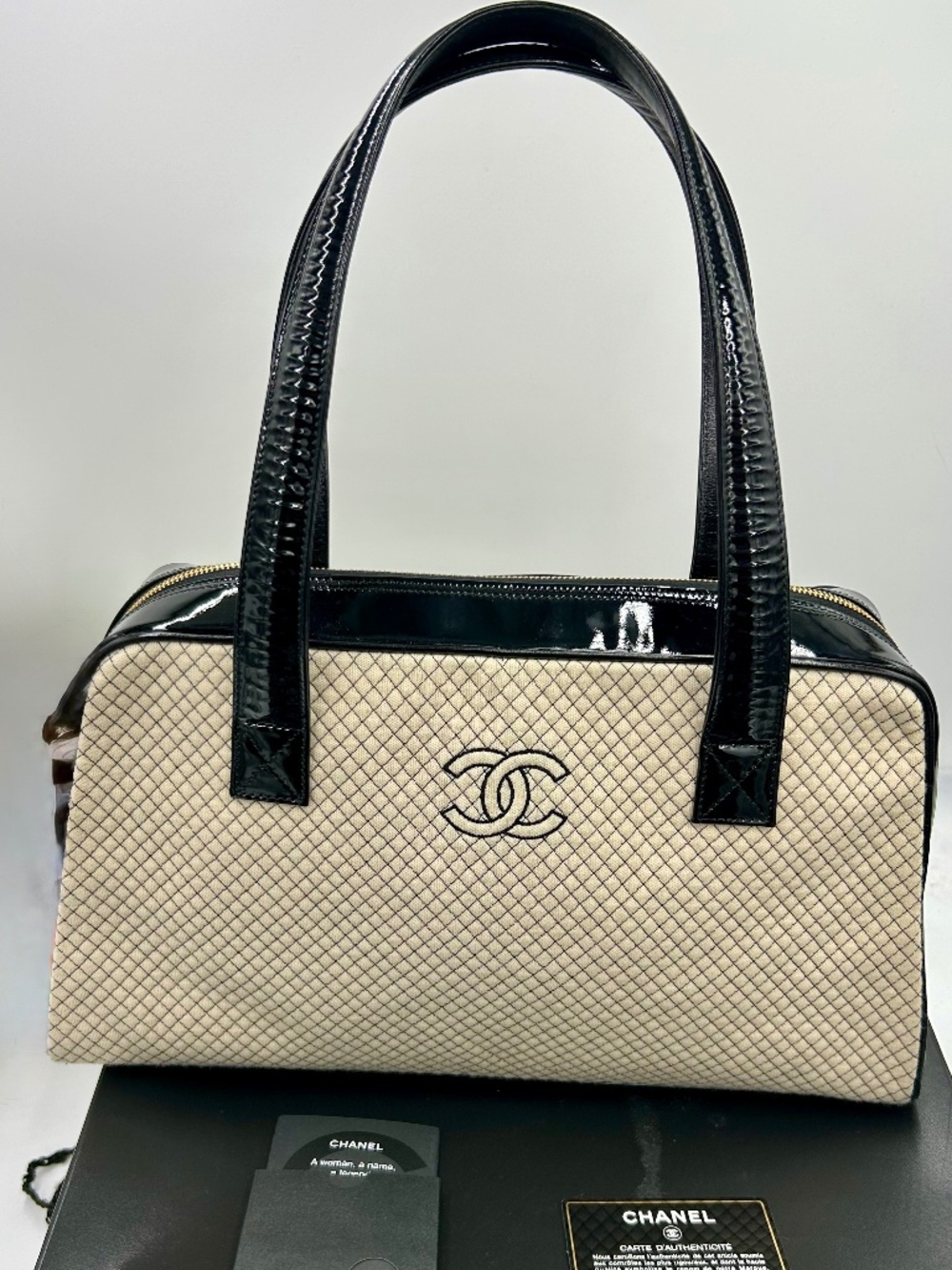 Women’s Chanel Quilted CC Bowling Bag  Vintage Karl Lagerfeld Collection.